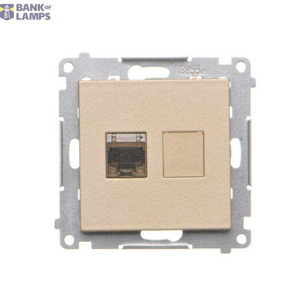 Single shielded computer socket RJ45 category 6 with anti-dust cover, champagne matt image 1