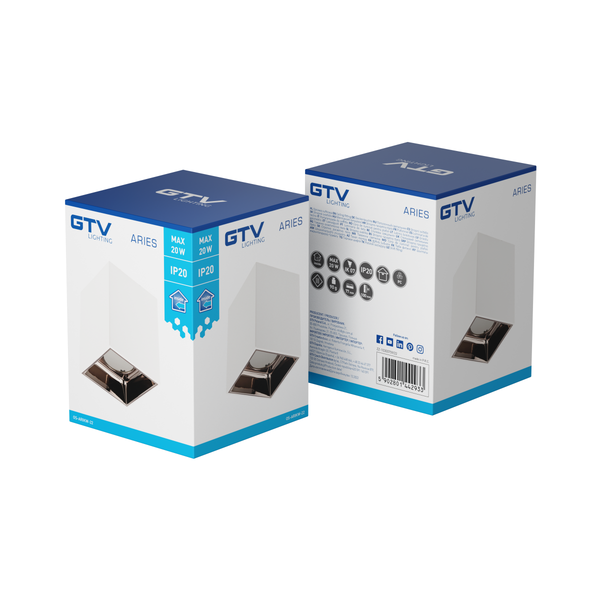 Ceiling luminaire housing ARIES, PC, 77x100mm, IP20, max. 20 W, square, white/black chrome image 3