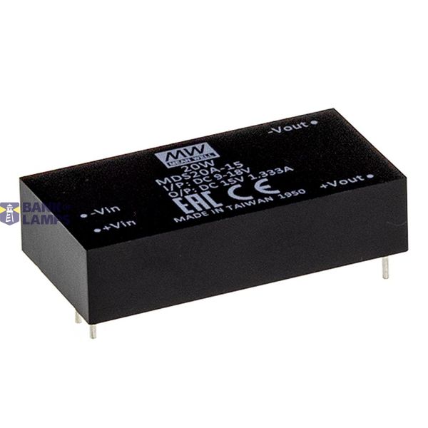 Mean Well MDS20A-15 DC/DC converter 12 V 15 V 1,333 A 20 W Number of outputs: 1 x Contents 1 piece. image 1