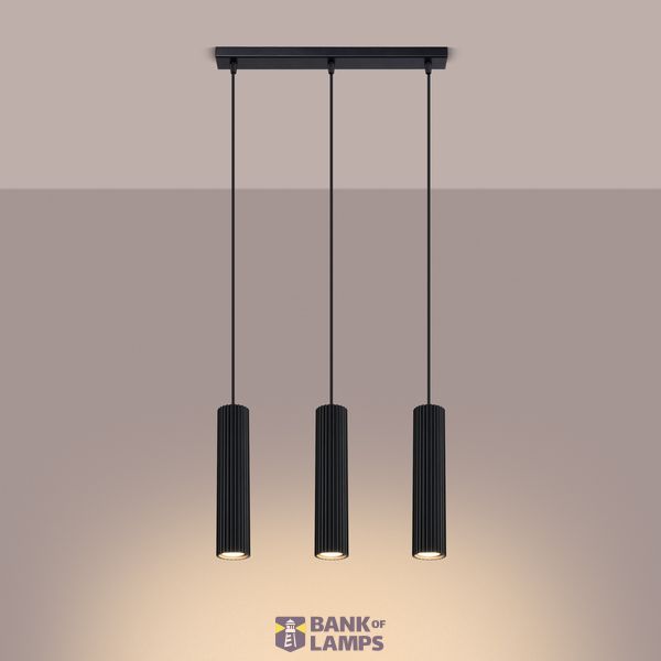 Minimalist KARBON pendant lamp with three pendants and a black ceiling plate 3xGU10 image 7