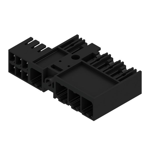PCB plug-in connector, male header, closed side, Middle flange, THT solder connection, 7.62 mm, Number of poles: 4, 270°, Solder pin length (l): 3.5 mm, tinned, black, Box image 4