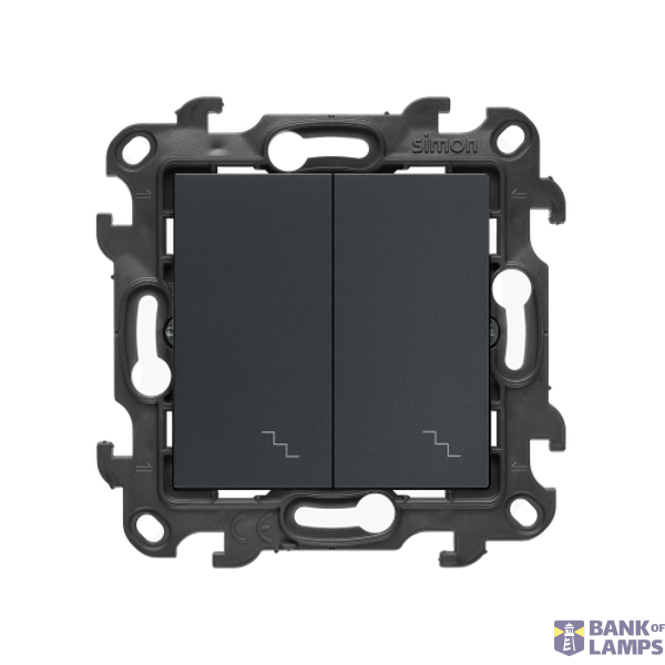Double two-way switch, (module), Simon 24, IP20/IP44, 10AX, graphite mat image 1