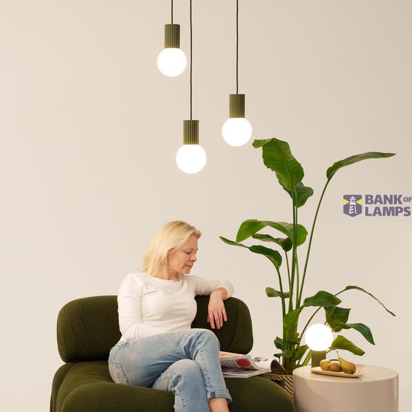 Pendant lamp HALO 3P olive green image 5