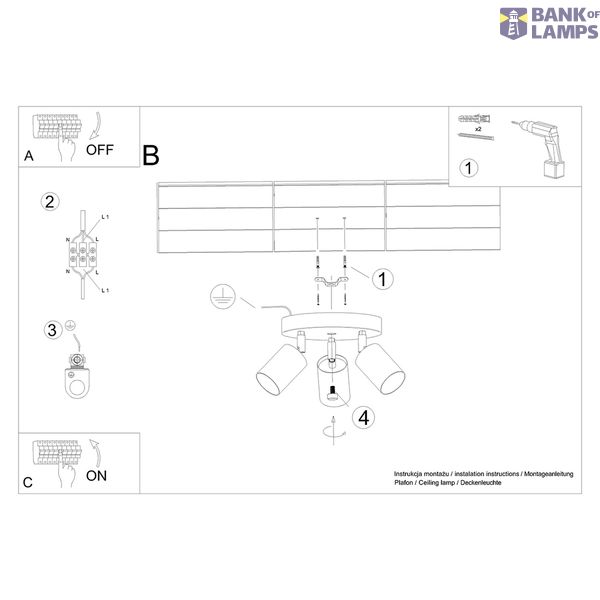 CEILING LAMP VERDO 3P BLACK GU10 3X10W IP20 image 5