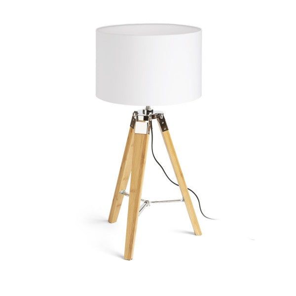 ALVIS/RON 40 table Polycotton white/bamboo 230V LED E27 15W image 1