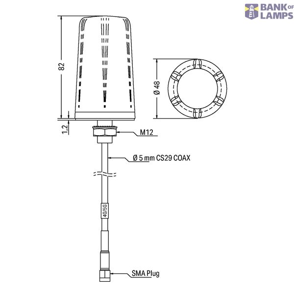 Radio antenna with 2m cable and SMA plug GSM/ UMTS/ LTE/ Bluetooth®/ W image 2