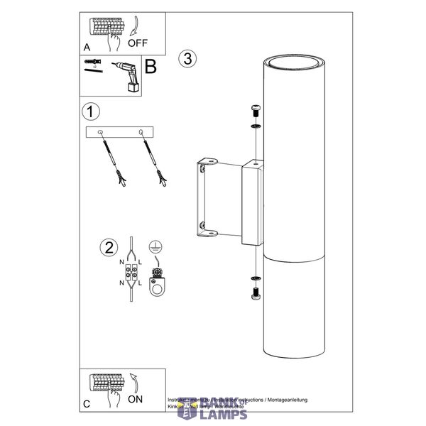 LOOPEZ WALL LAMP BLACK/GOLD GU10 2X40W IP20 image 10