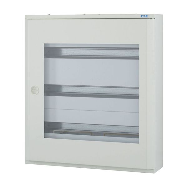 BF-OT-3/72-G-C Complete surface-mounted flat distribution board with window, grey, 24 SU per row, 3 rows, type C image 1