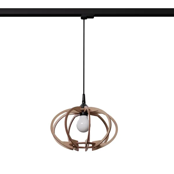 HANGING LAMP 3 PHASE MANDELINO NATURAL WOOD E27 image 1
