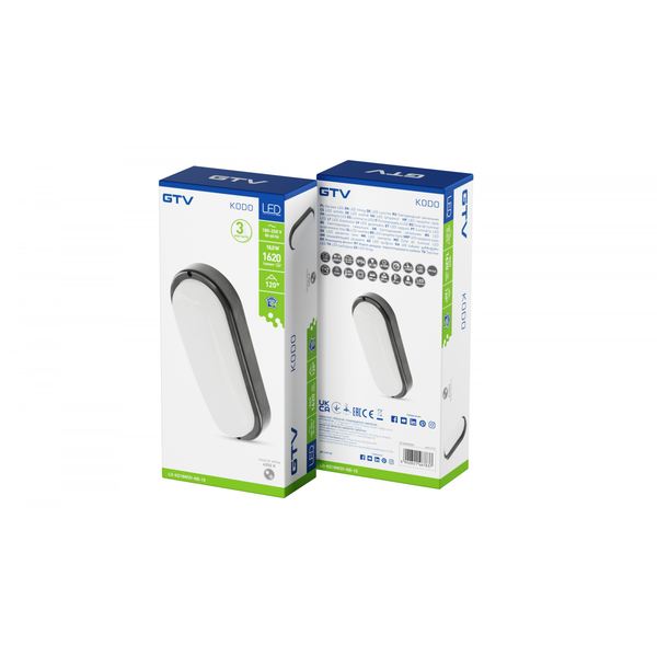 LED luminaire KODO, 18 W, 1620 lm, 4000K, AC180-250V, IP54, IK08, oval, black image 2