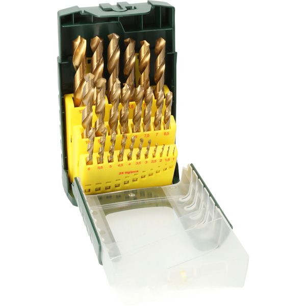 25-piece HSS-TiN metal drill bit set image 1