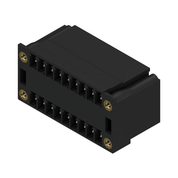 PCB plug-in connector, male header, Flange, THT/THR solder connection, 3.81 mm, Number of poles: 18, 90°, Solder pin length (l): 3.2 mm, tinned, black, Box image 4