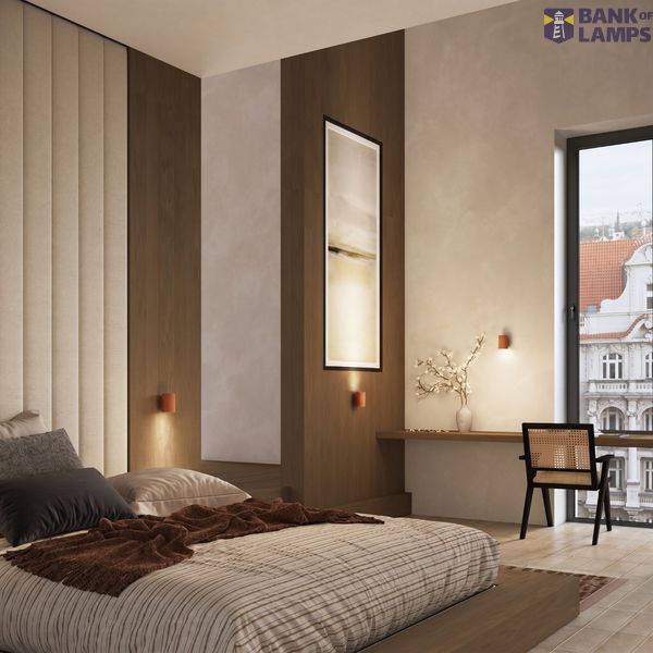 CARBON RED OCHRE WALL LAMP, DOWNWARD LIGHT, DECORATIVE GU10 LAMPSHADE image 7