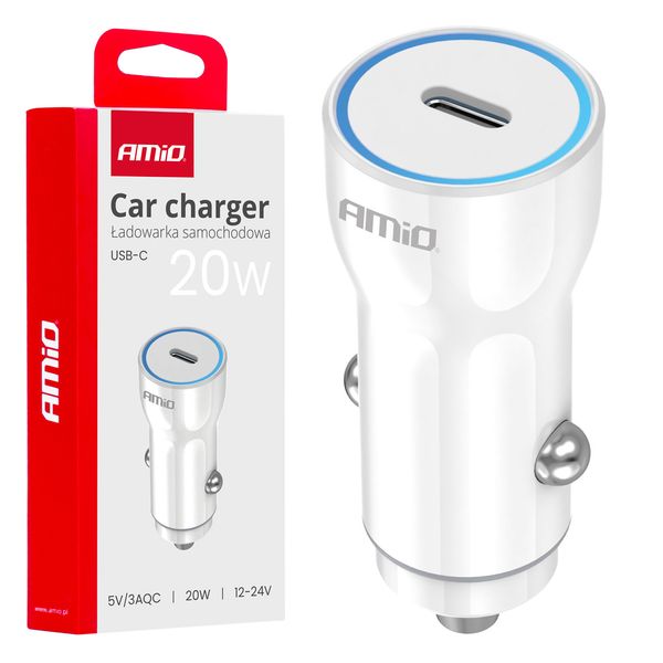 Car charger USB-C 20W 12/24V AMiO-03880 image 1