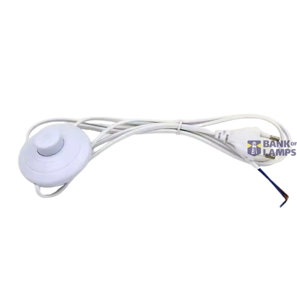 Flat cable 3m, 2* 0,75 mm² with foot switch and EU plug, white image 1