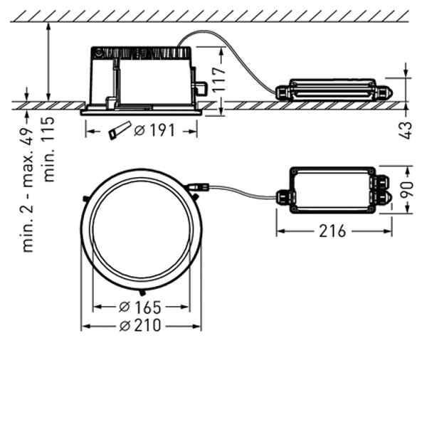 Downlights Inveria Reflector Black around ETDD 42W 3100lm rotationally sym. narrow (RE) IP65 IK07 2 SDCM image 1