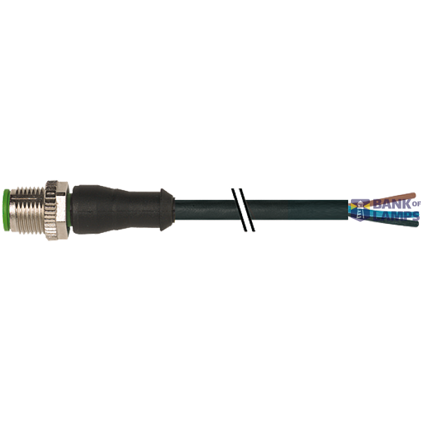 M12 female 0° B-cod. with cable PVC 4x0.34 bk UL/CSA 35m image 1