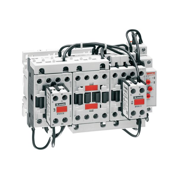 Completa star-delta starter, open frame, for starting time up to 12 seconds and a maximum of 30 operations/hour, max IEC operating current 16A. Coil voltage 230VAC 50/60Hz image 1