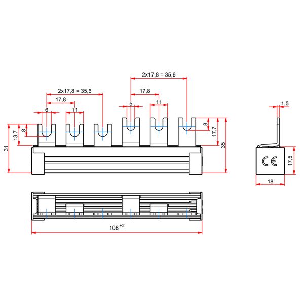 CU Busbar ( SPD B/C-RCD) TNS (The price is shown without markup on metals. Request a quote for accurate information) image 3