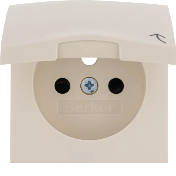 Centerpiece for socket with earth pin with anti-touch protection with lid, Berker S.1/B.x, cream, gloss image 1