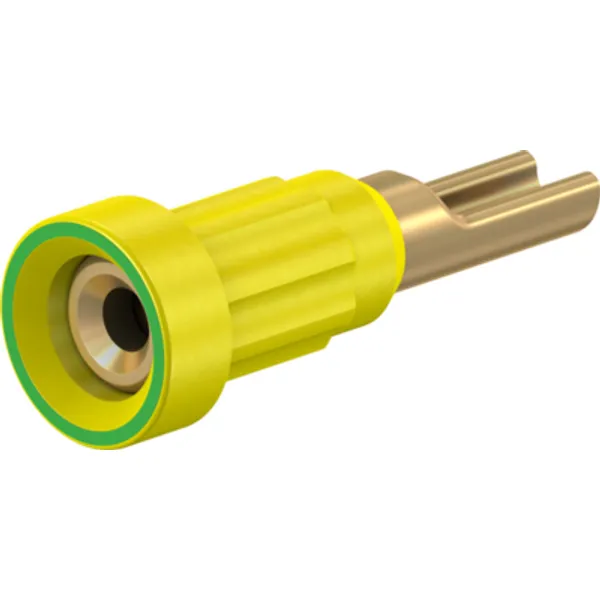 1 mm socket, solder connection, mounting Ø 2.7 mm, yellow/green, 23.1010-20 image 1