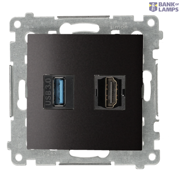 HDMI 1.4 socket + USB 3.0 computer socket, anthracite, metalic, HDMI Standard: HDMI 1.4 image 1