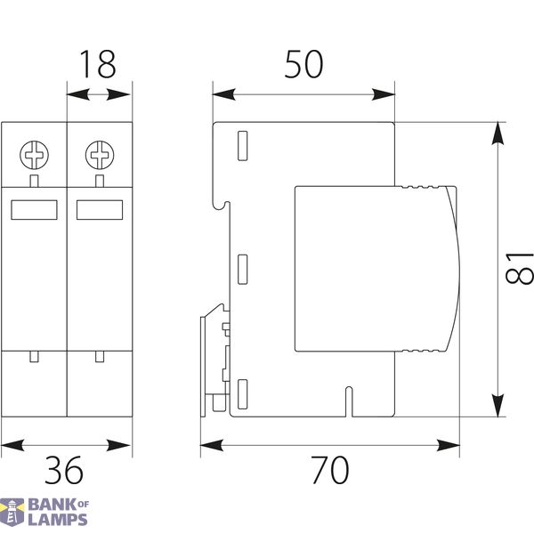 PV surge arrester 2P (T2 DC) 1000VDC BY7-40/2-1000 image 2