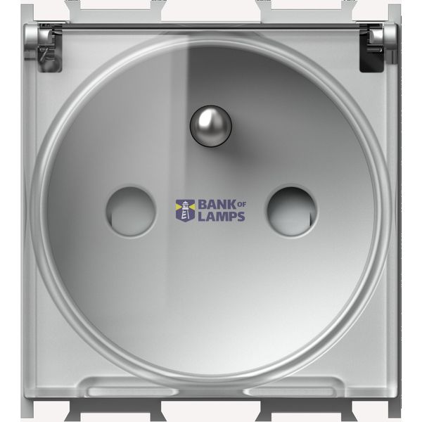 Socket with grounding, protective shutters, cover, 16 A, silver. image 1