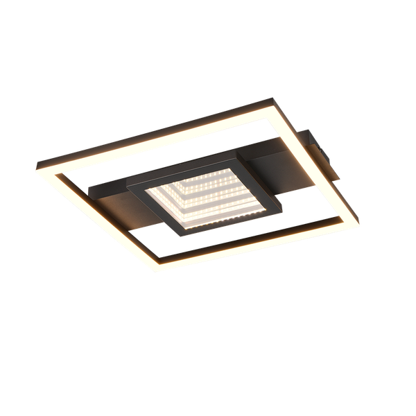 Wheeler LED ceiling lamp square matt black 3000K image 1