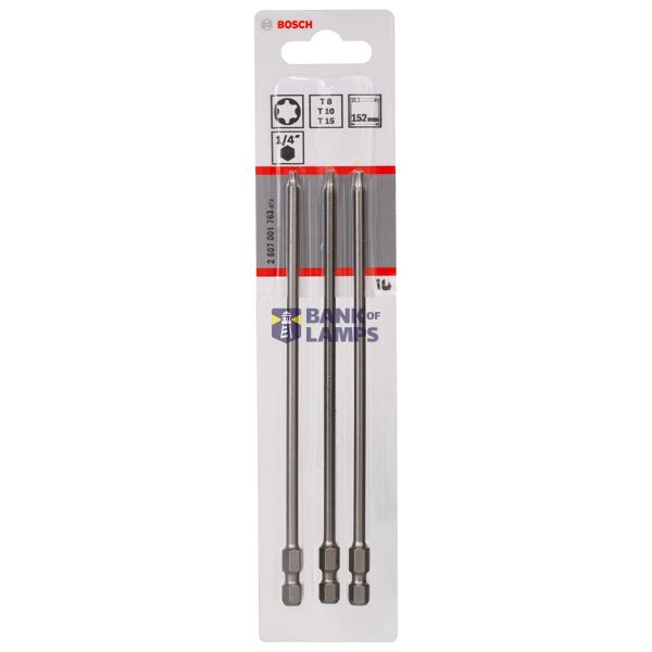 3-piece screwdriver bit set, Extra Hard T8; T10; T15; 152 mm image 2