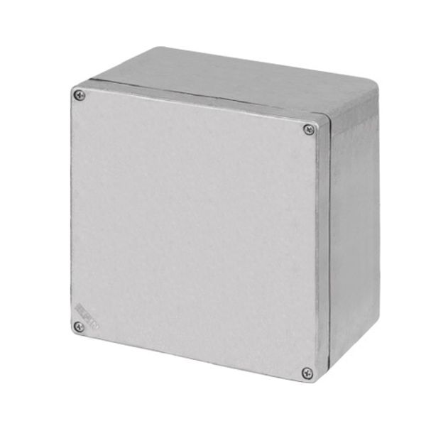 Aluminium push-button enclosure M4 152x152x100, unpainted, undrilled, without cable entry image 1