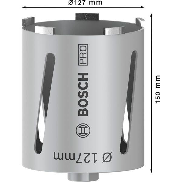 Diamond dry core cutter G 1/2" 127 mm, 150 mm, 6 segments, 7 mm image 2