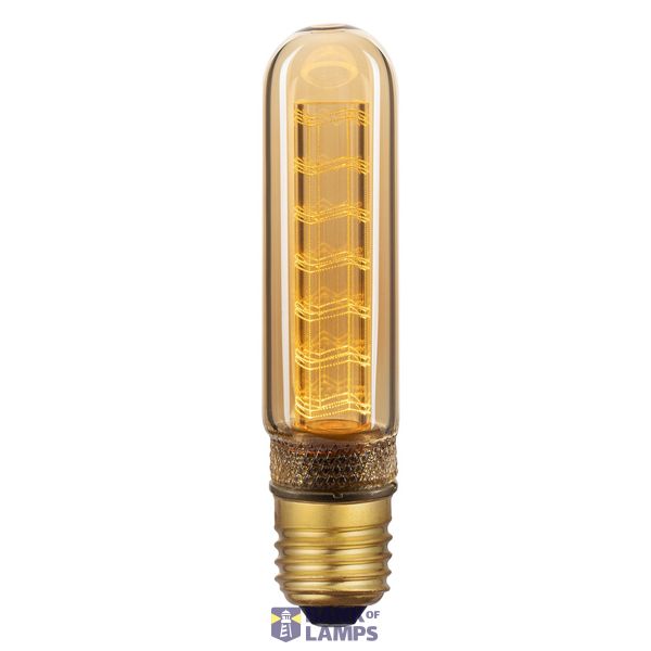 Deco E27 | T30 Tiny Zigzag | Dim | 1800 Kelvin | 65 Lumen | Light Bulb | Gold colour image 1