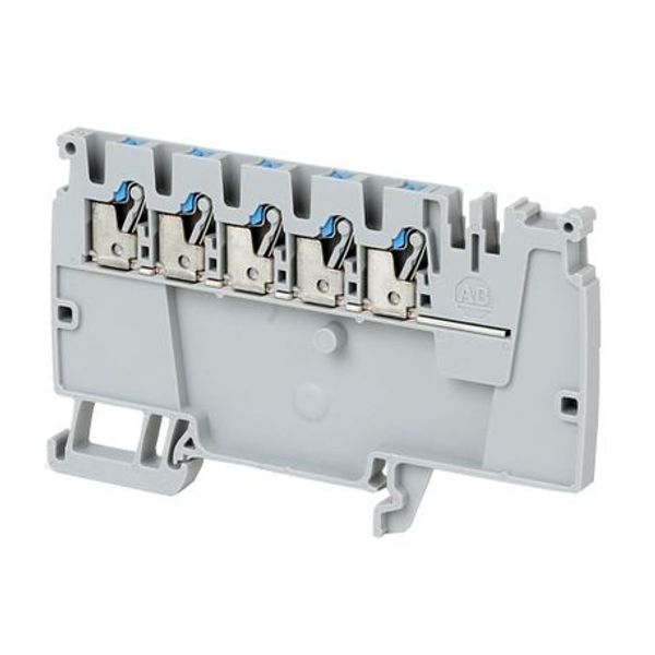 Allen-Bradley 1492-P10PD3E-5B 1492-P Push-in Terminal Blocks, 2.5 mm² (AWG 28 - AWG 12), 20 A, Control Power Distribution Block, End Block, 5 Points Blue image 1