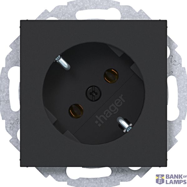 SCHUKO wall socket 45°, plug-in, A.x/C.x, matte night black image 1