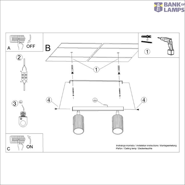 CEILING STRIP WITH TWO MOVABLE GREEN REFLECTORS, CARBON SERIES 2XGU10 image 5