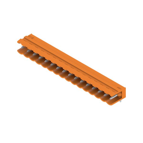 PCB plug-in connector, male header, open side, THT solder connection, 5.00 mm, Number of poles: 16, 90°, Solder pin length (l): 3.2 mm, tinned, orange, Box image 2