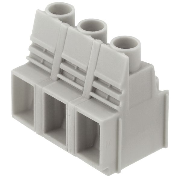 Printed circuit board terminals, 12.70 mm, Number of poles: 3, 90°, Solder pin length (l): 5 mm, tinned, Pebble grey, Clamping yoke connection, Clamping range, max. : 16 mm², Box image 1