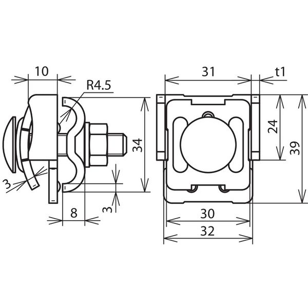 Saddle clamp StSt clamping range 0.7-8mm with double cleat for Rd 8-10 image 2