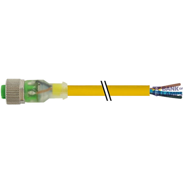M12 female 0° A-cod. with cable LED PUR 4x0.34 ye UL/ CSA+robot 7.0m image 2