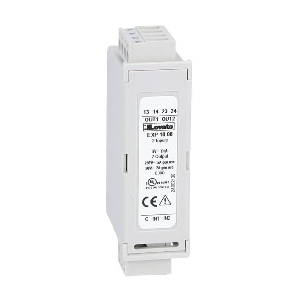 Expansion module EXP series for flush-mount products, 2 opto-isolated digital inputs and 2 relay outputs, rated 5A 250VAC image 1