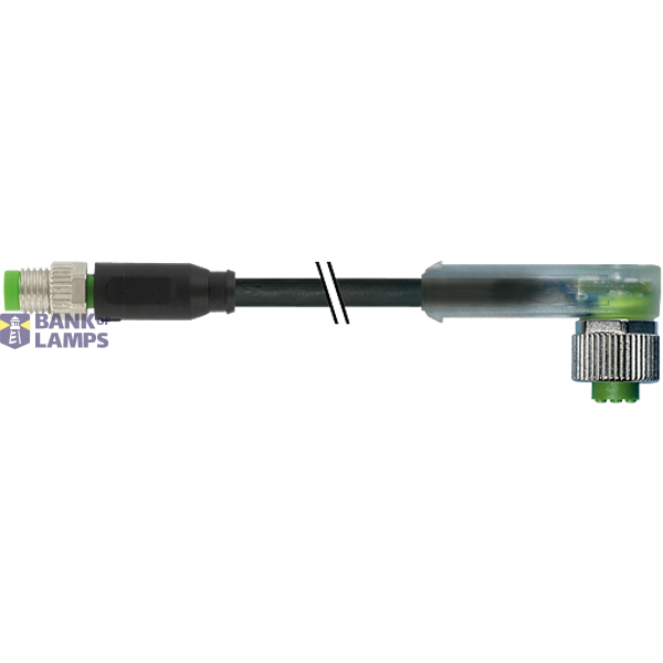 M8 male 0° / M12 female 90° A-cod. LED PVC 3x0.25 bk UL/CSA 2.2m image 2
