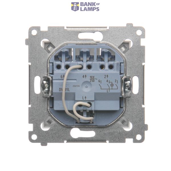 Two-way switch with LED illumination, (module), 16AX, Screw, white image 1