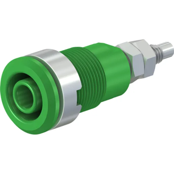 4 mm socket, threaded bolt, mounting Ø 12.2 mm, CAT III, green, 49.7043-25 image 1