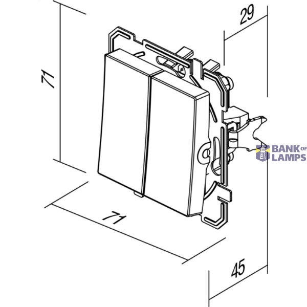 SWITCH 2GANG-1WAY 10AX 250V~ TI XO 4415012 image 3