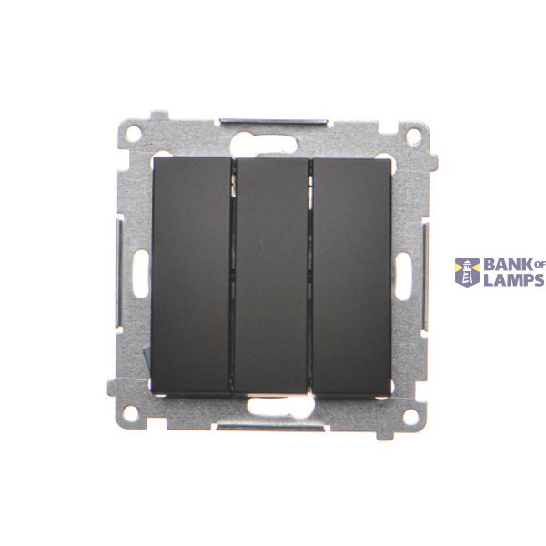 Triple contact push button, (module), 10AX, quick connection, black matt image 1