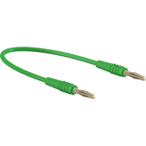 Measuring lead with (2 mm plug, spring-loaded, straight) to (2 mm plug, spring-loaded, straight), 300 mm, green, PVC, 0.5 mm², 28.0047-03025 image 1