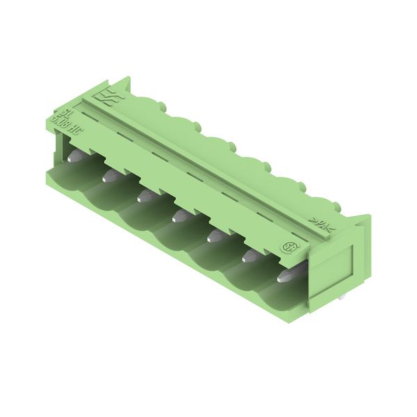 PCB plug-in connector, male header, Dovetails for fixing blocks, THT solder connection, 5.08 mm, Number of poles: 7, 90°, Solder pin length (l): 3.2 mm, tinned, Pale green, Box image 4