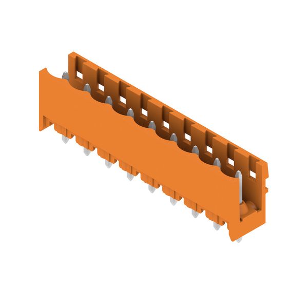 PCB plug-in connector, male header, open side, THT solder connection, 5.08 mm, Number of poles: 9, 180°, Solder pin length (l): 3.2 mm, tinned, orange, Box image 2