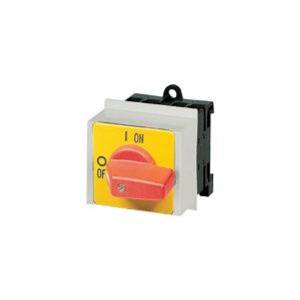 P1-32/IVS-RT/N On-Off switch, P1, 32 A, service distribution board mounting, 3 pole + N, Emergency switching off function, with red thumb grip and yellow front plate image 2